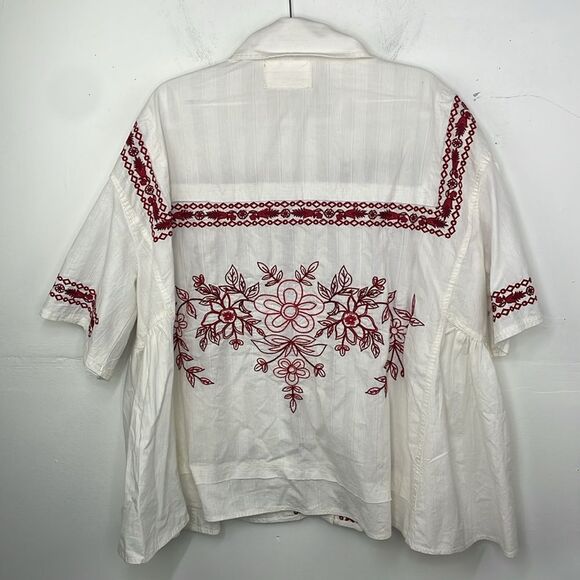 We the Free  Spring Refresh Top In White Embroidered size Large - Picture 11 of 16